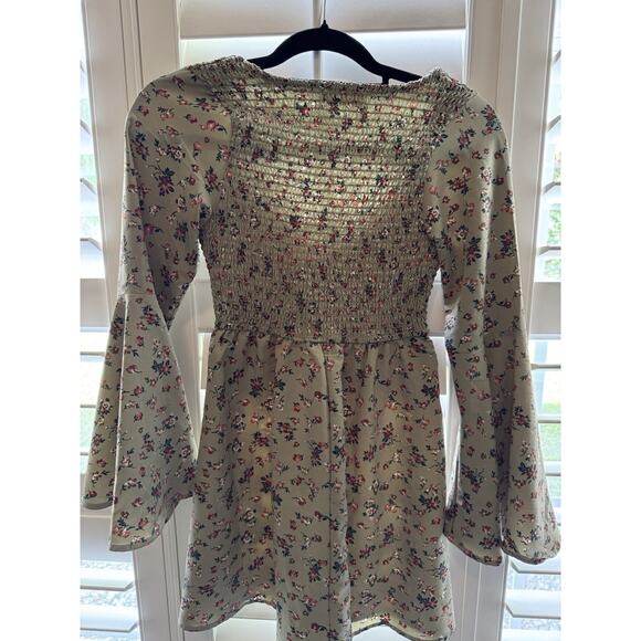 🔴Altered state Flare Sleeve Olive Floral Boho Dress XS - Picture 5 of 5